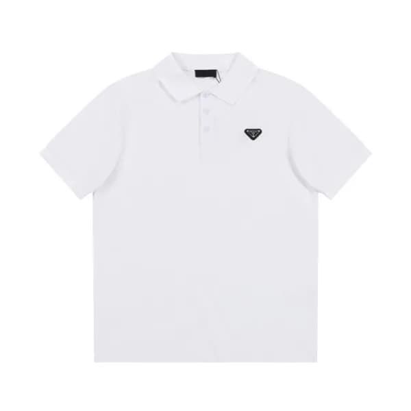 프라다 남성 화이트 폴로 반팔티 - Prada Mens White Short sleeved… - 1