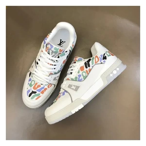루이비통 남성 화이트 스니커즈 - Louis vuitton Mens White Sneake… - 1
