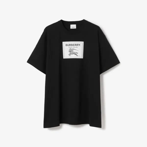 버버리 남성 블랙 크루넥 반팔티 - Burberry Mens Black Tshirts - … - 1