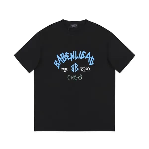 발렌시아가 남성 블랙 크루넥 반팔티 - Balenciaga Mens Black Short … - 1
