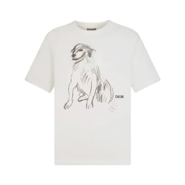 디올 남성 화이트 크루넥 반팔티 - Dior Mens White Short sleeved … - 1