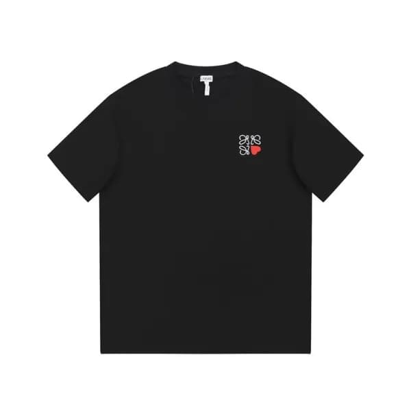 로에베 남/녀 이니셜 블랙 반팔티 - Loewe Unisex Black Short slee… - 1