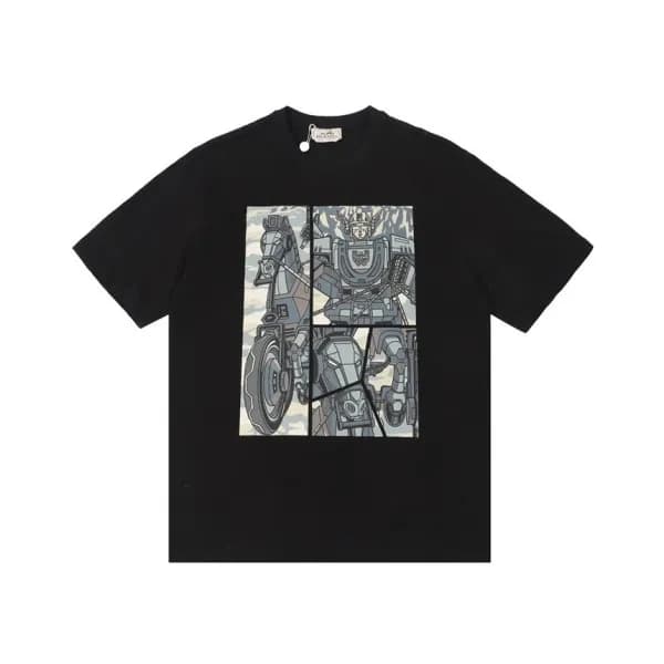 에르메스 남성 블랙 크루넥 반팔티 - Hermes Mens Black Short sleev… - 1