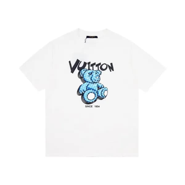 루이비통 남성 화이트 크루넥 반팔티 - Louis vuitton Mens White Sho… - 1