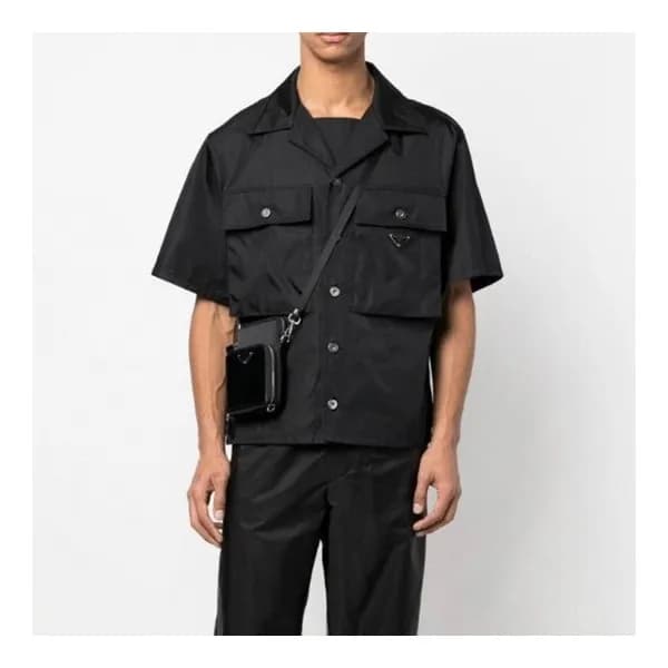 프라다 남성 블랙 반팔 셔츠 - Prada Mens Black Short sleeved S… - 1