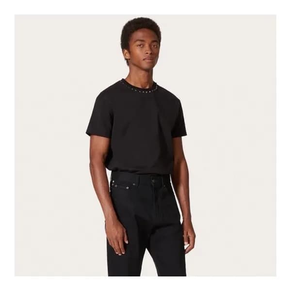 발렌티노 남성 블랙 크루넥 반팔티 - Valentino Mens Black Tshirts … - 1