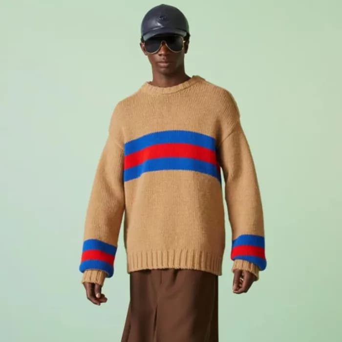 구찌 남성 카멜 크루넥 스웨터 - Gucci Mens Camel Sweaters - gu1… - 1