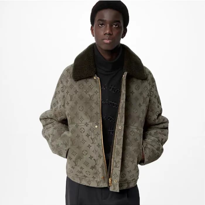 루이비통 남성 카키 가죽 자켓 - Louis vuitton Mens Khaki Jacket… - 1