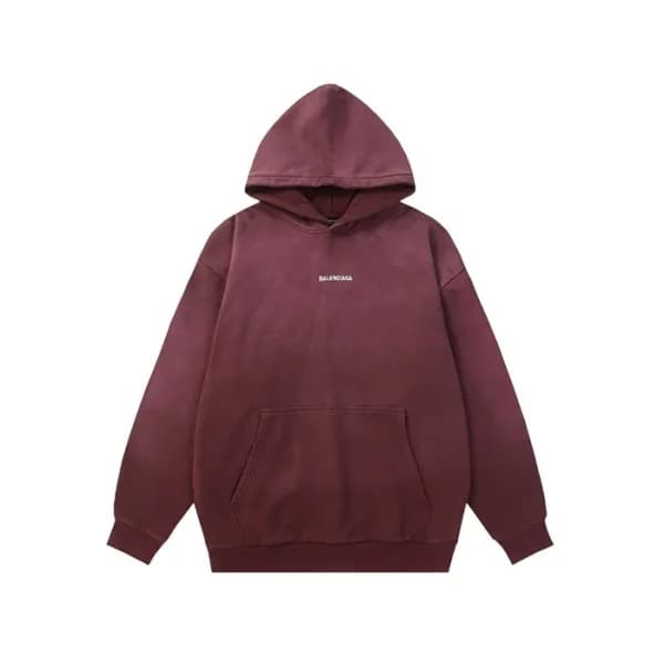 발렌시아가 남/녀 버건디 후드티 - Balenciaga Unisex Bugundy Hood… - 1