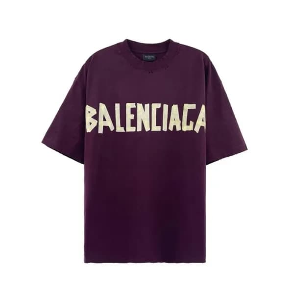 발렌시아가 남성 퍼플 반팔 티셔츠 - Balenciaga Mens Purple Tshirt… - 1