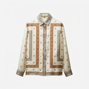 베르사체 여성 프린트 실크 트윌 셔츠 - Versace Womens Printed Silk…