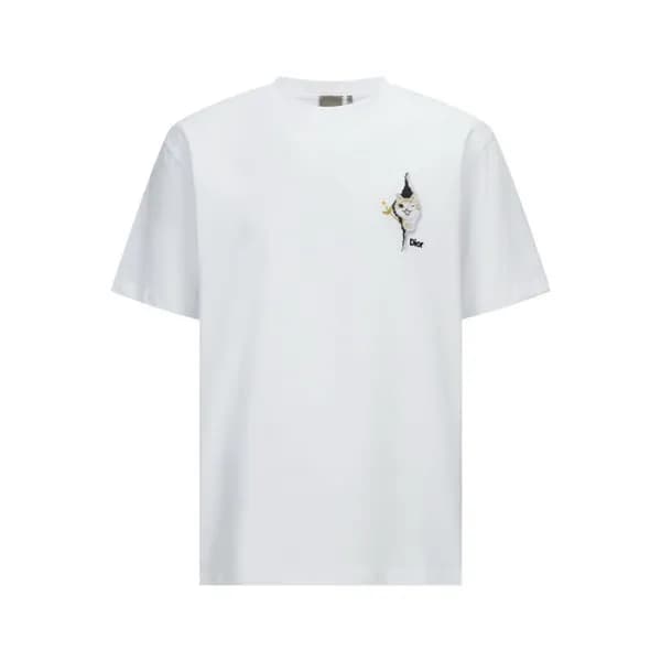 디올 남성 자수 티셔츠 - Dior Mens Tshirt with Embroidery Re… - 1
