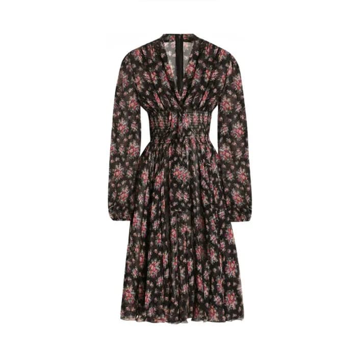 돌체앤가바나 여성 플로럴 미디 롱소매 드레스 - Dolce&Gabbana Womens Lo… - 1