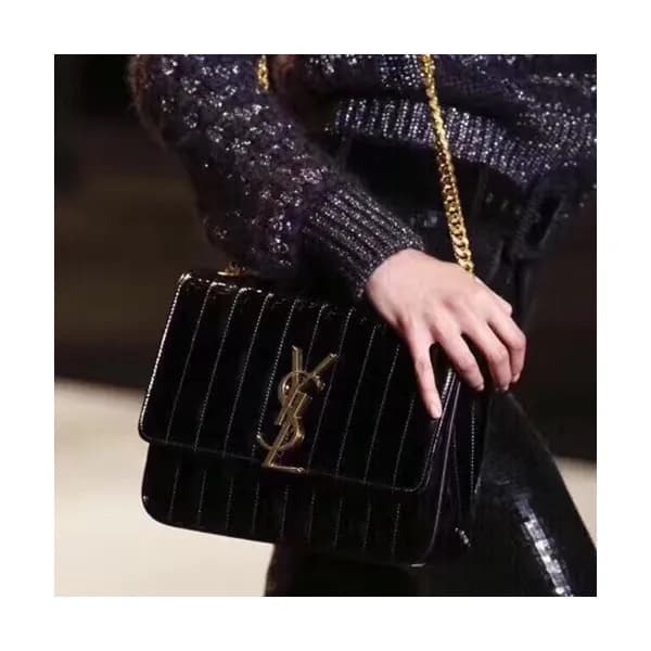 Saint Laurent Women Patent Vicky Chain Shoulder Ba… - 1