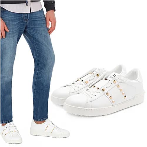 Valentino 2018 Rockstead Untitle Leather Sneakers … - 1