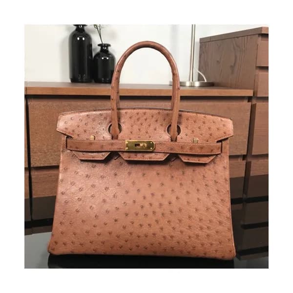 Hermes Birkin Ostrich Leather Tote Shoulder Bag ,3… - 1