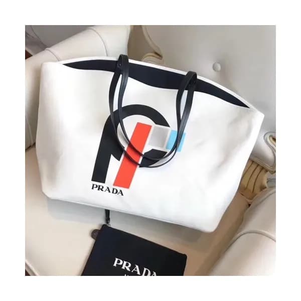 Prada 2018 Canvas Tote Shoulder Bag,40cm - 프라다 201… - 1