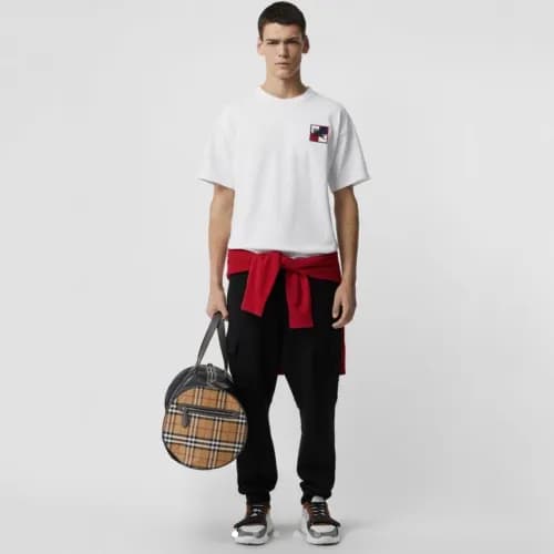 Burberry 2019 Mens Embroidery Logo Cotton Short Sl… - 1