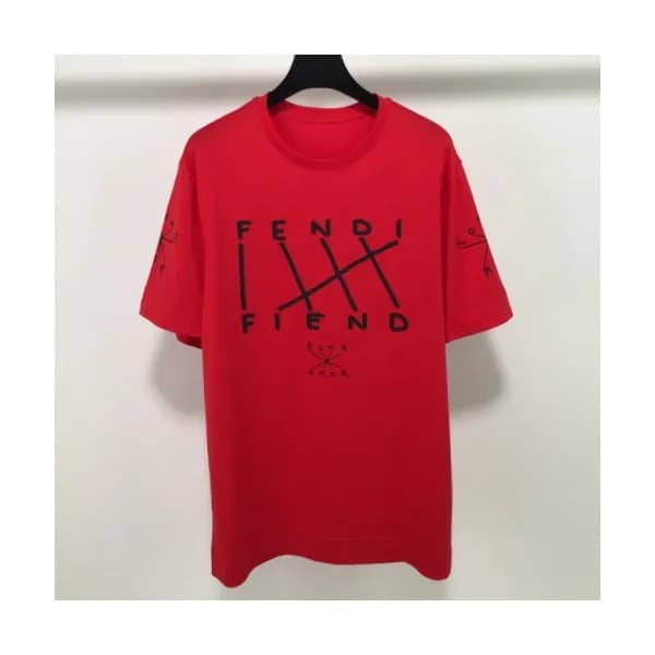 Fendi 2019 Mens Logo Cotton Short Sleeved Oversize… - 1