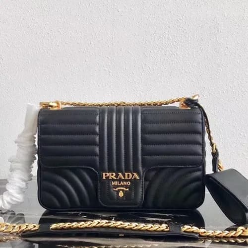 Prada 2019 Diagramme Leather Chain Shoulder Cross… - 1