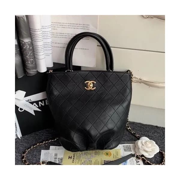 Chanel 2019 Leather Bucket Tote Shoulder Bag ,26CM… - 1