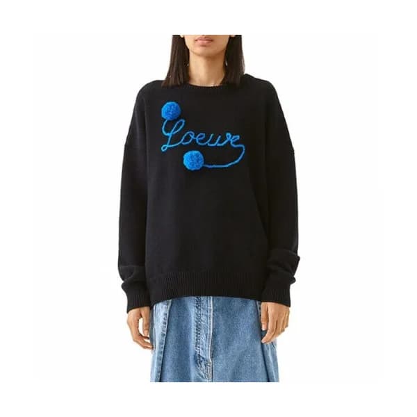 Loewe 2019 Womens Logo Crew-neck Wool Sweater - 로… - 1