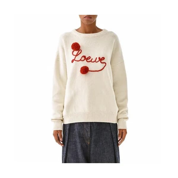 Loewe 2019 Womens Logo Crew-neck Wool Sweater - 로… - 1