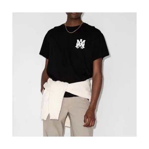 Amiri Mm/Wm Logo Cotton Short Sleeved Tshirts Blac… - 1