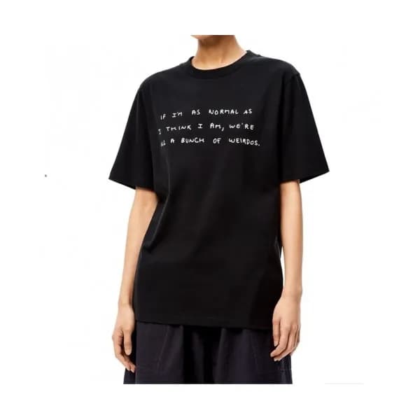 Loewe Mens Smile Short Sleeved Tshirts Black - 로에… - 1