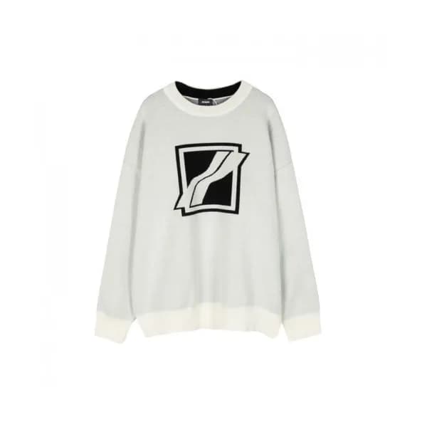 WELLDONE Mm/Wm Retro Logo Crew-neck Sweaters Whit… - 1