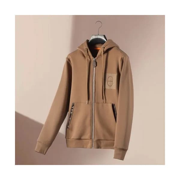 Hermes Mens Logo Casual Cotton Hoodie Camel - 에르메스… - 1