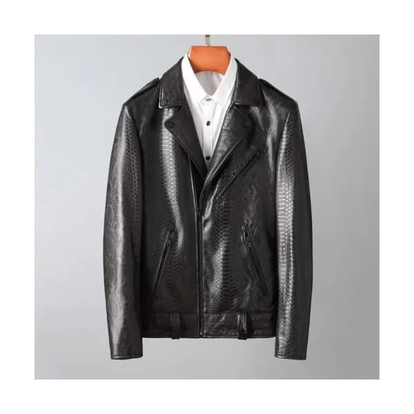 Louis vuitton Mens Logo Leather Jackets Black - 루… - 1