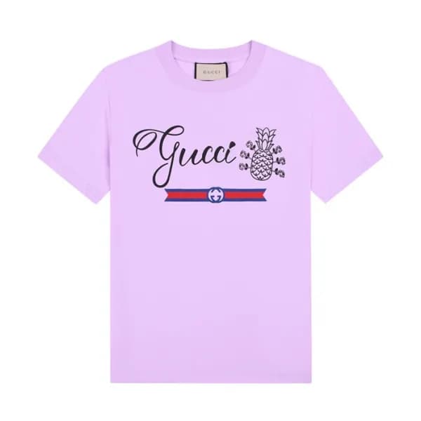 구찌 남/여 크루넥 퍼플 반팔티 - Unisex Purple Tshirts - guc045… - 1