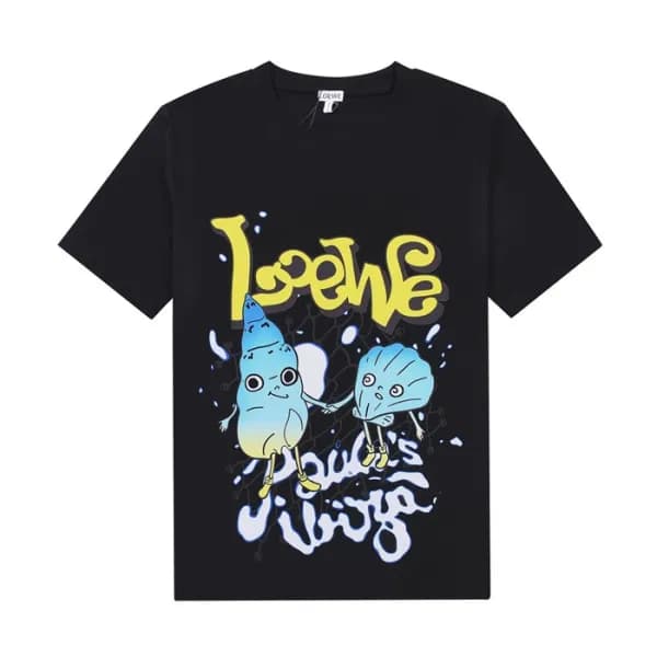 로에베 남성 이니셜 블랙 반팔티 - Mens Black Tshirts - loe0607x - 1