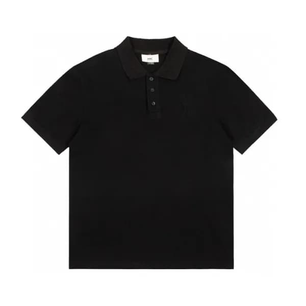 아미 남성 블랙 폴로 반팔티 - Mens Black Tshirts - ami0298x - 1