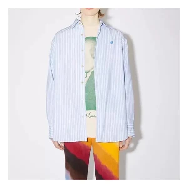 아크네 남/녀 베이직 블루 셔츠 - Acne studios Unisex Blue Tshir… - 1