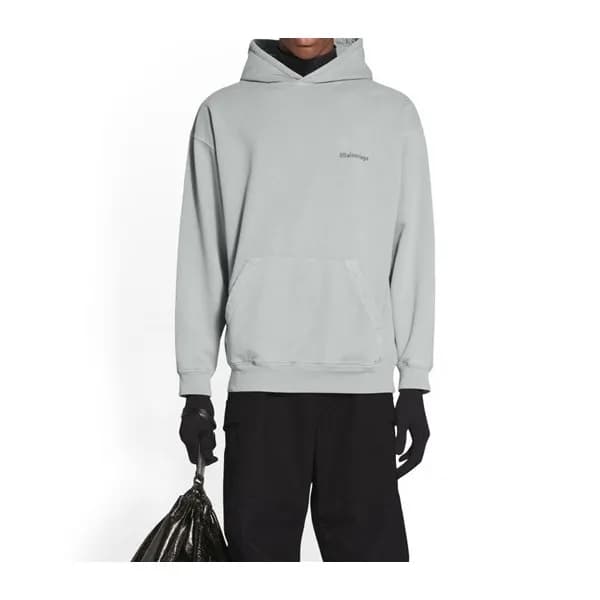 발렌시아가 남/녀 캐쥬얼 그레이 후드티 - Balenciaga Unisex Gray Hoo… - 1
