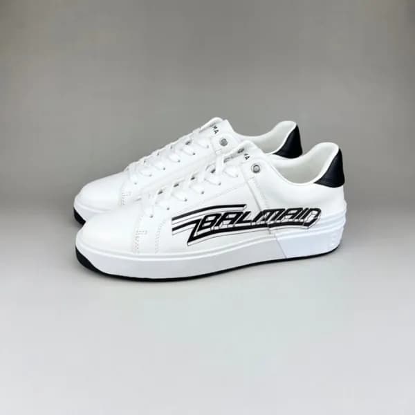 발망 남성 트렌디 화이트 스니커즈 - Balmain Mens White Sneakers -… - 1