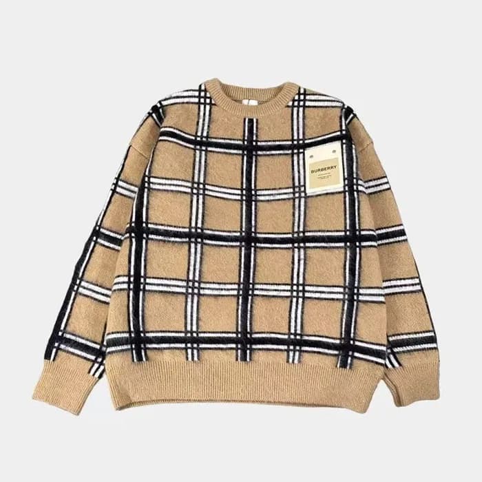 버버리 남성 크루넥 베이지 니트 - Burberry Mens Beige Knits - bu… - 1