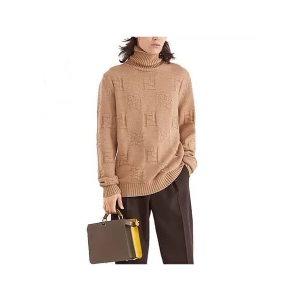 펜디 남성 터틀넥 카멜 니트 - Fendi Mens Camel Sweaters - fe21… - 1