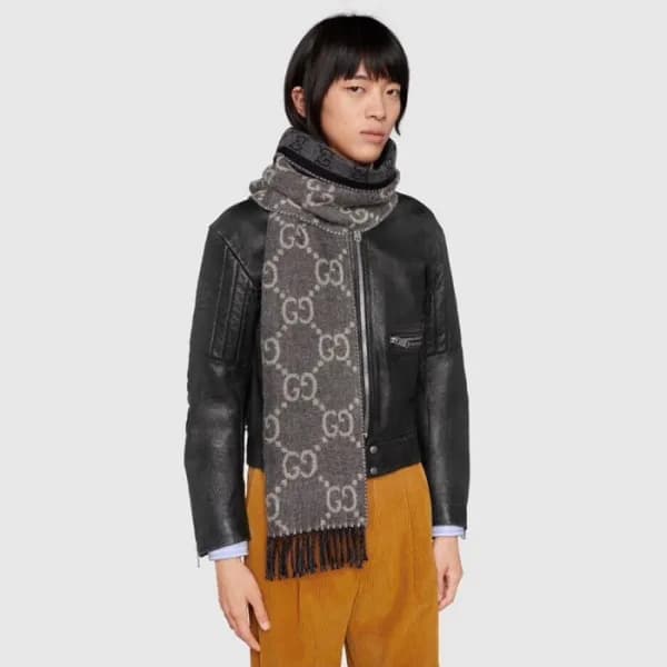 구찌 남성 블랙 머플러 - Gucci Mens Black Muffler - gu129x - 1