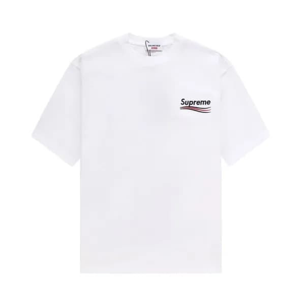 발렌시아가 남성 크루넥 화이트 반팔티 - Balenciaga Mens White Short… - 1