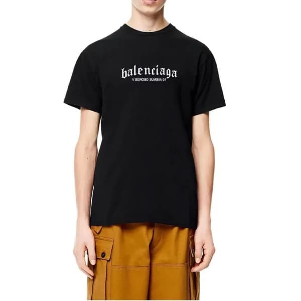 발렌시아가 남성 크루넥 블랙 반팔티 - Balenciaga Mens Black Short … - 1