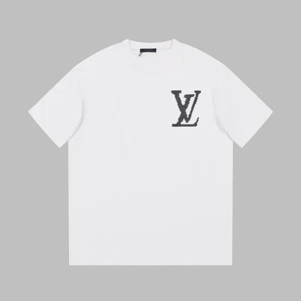 루이비통 남성 화이트 크루넥 반팔티 - Louis vuitton Mens White Sho… - 1