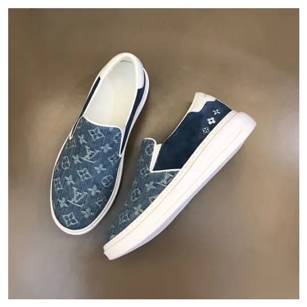 루이비통 남성 모던 블루 로퍼 - Louis vuitton Mens Blue Loafer … - 1