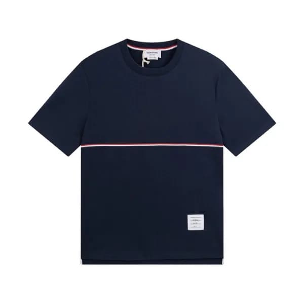 톰브라운 남성 크루넥 네이비 반팔티 - Thom Browne Mens Navy Tshirt… - 1
