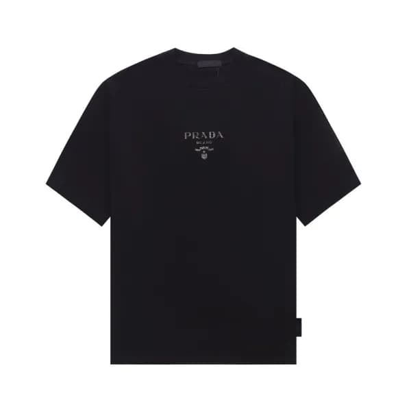 프라다 남성 크루넥 블랙 반팔티 - Prada Mens Black Short sleeved… - 1