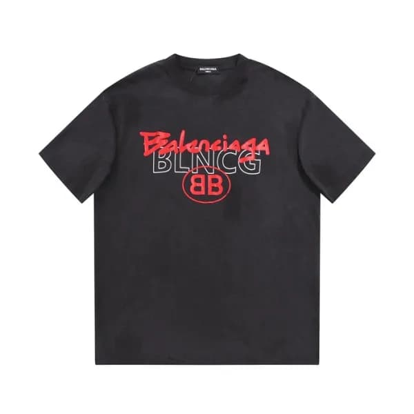 발렌시아가 남성 블랙 크루넥 반팔티 - Balenciaga Mens Black Short … - 1
