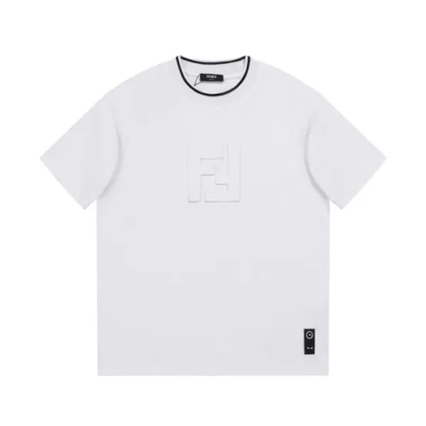 펜디 남성 화이트 크루넥 반팔티 - Fendi Mens White Short sleeved… - 1