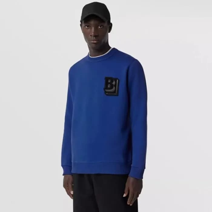 버버리 남성 크루넥 블루 맨투맨 - Burberry Mens Blue Tshirts - b… - 1